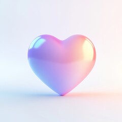 Cute and minimalist 3D illustration of a heart icon with a soft gradient, isolated on a clean white background