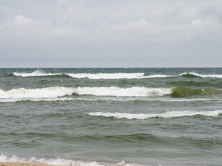 Calming View of Sea Waves Under a Cloudy Sky with No People Present