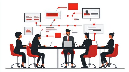 Fototapeta premium Minimalist Flat Design of Business Collaboration Scene