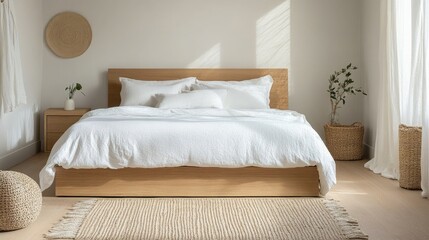 A minimalist Mediterranean bedroom with sleek