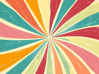 Retro Groovy Sunburst Pattern for 70s Graphic Prints on a Vintage Background
