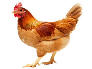 a chicken standing on a white background