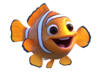 a cartoon fish with a white stripe
