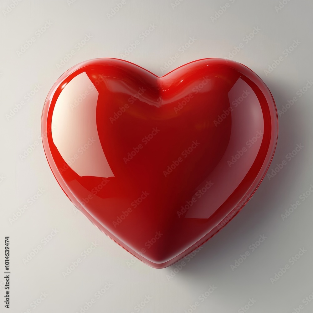 Poster elegant three-dimensional red heart with a smooth gradient effect, perfect for festive decorations