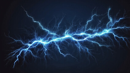 Blue Lightning Effect on Transparent Background