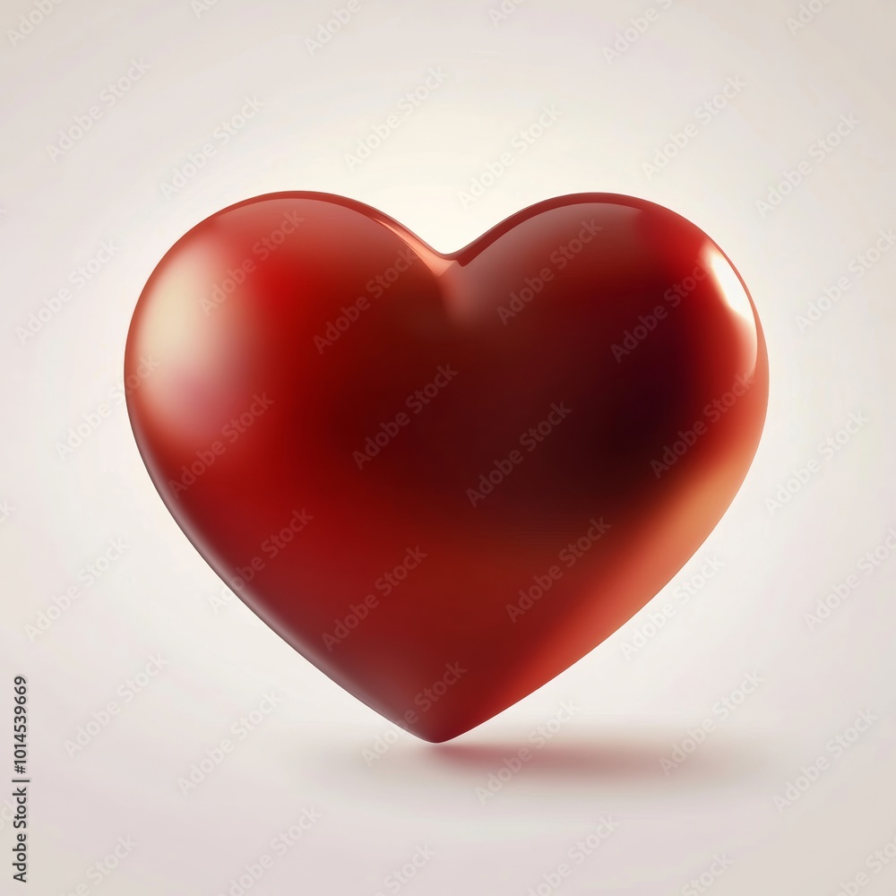 Poster elegant three-dimensional red heart with a smooth gradient effect, perfect for festive decorations