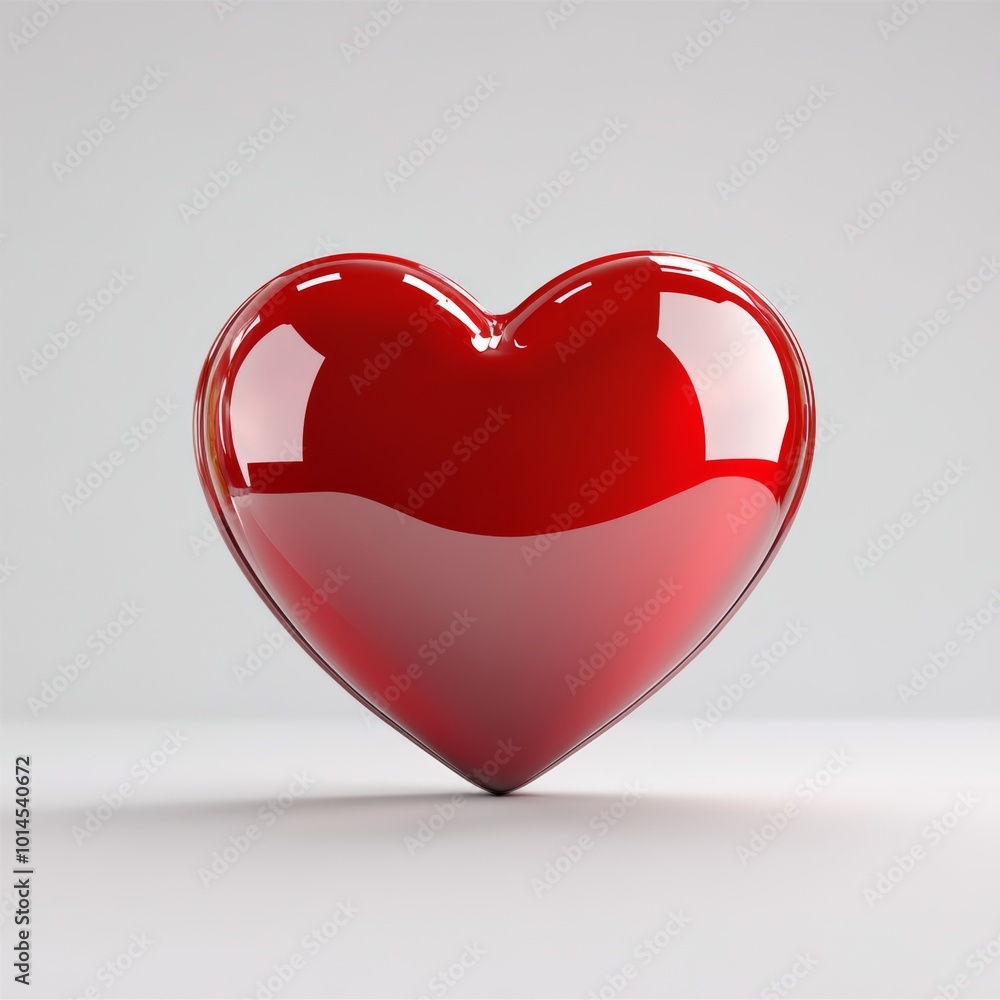 Poster high-detail 3d rendering of a red heart icon with a glossy finish, perfect for use in valentine day 