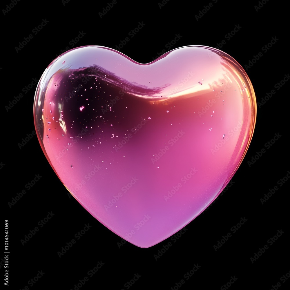 Poster high-quality 3d rendering of a pink heart icon with a soft gradient, perfect for digital greeting ca