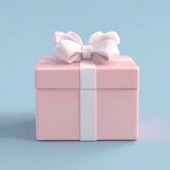 Obraz premium High-quality 3D vector of a pastel pink gift box with a white bow, set against a clean, minimalist background