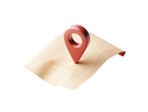 a map with a pin on it