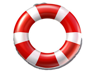 a red and white life preserver