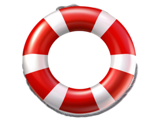 a red and white life preserver