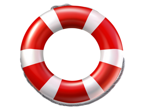 a red and white life preserver
