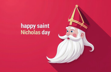 Cheerful Illustration of Saint Nicholas in Festive Colors for Celebrating St Nicholas Day, Sinterklaas, 6 December Concept
