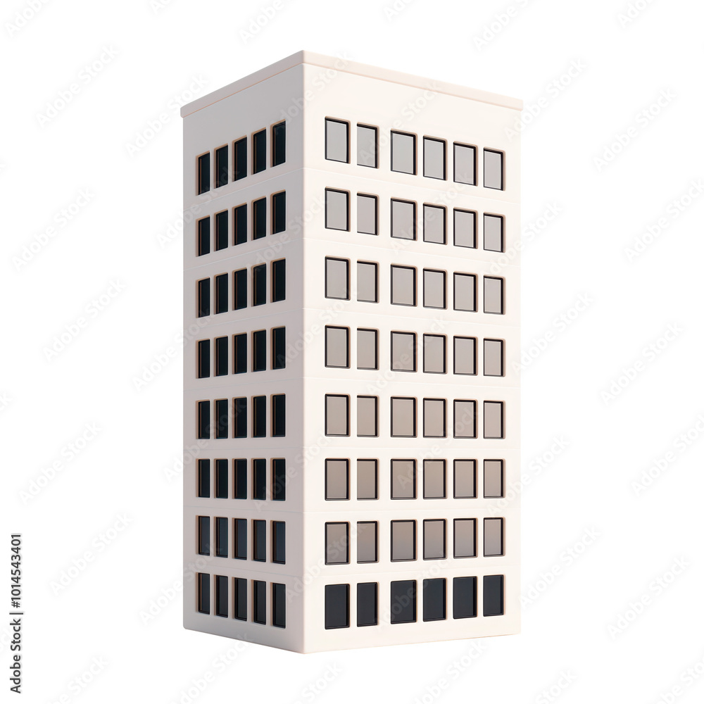 Poster 3d illustration of single modern high rise building with clean lines and minimalist design. large wi
