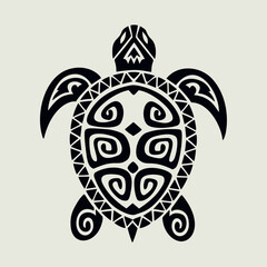 Naklejka premium Tattoo style turtle with Maori patterns isolated vector illustration