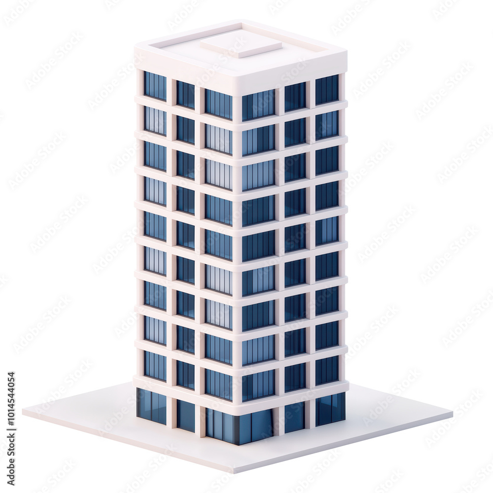 Aufkleber 3d illustration of compact modern building with clean design and large windows. emphasize simplicity