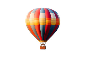 Fototapeta premium Vibrant hot-air balloon isolated on transparent background PNG for creative design projects and travel-themed visual content