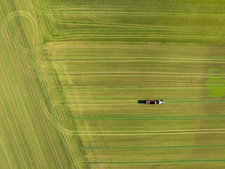 aerial view on an agricultural vehicle