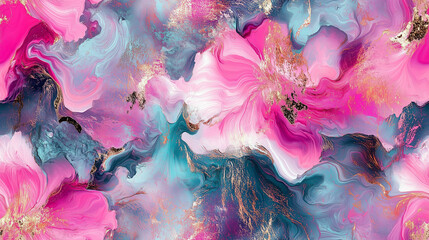 Marble pattern with pink, blue, and teal abstract, seamless and repeating texture