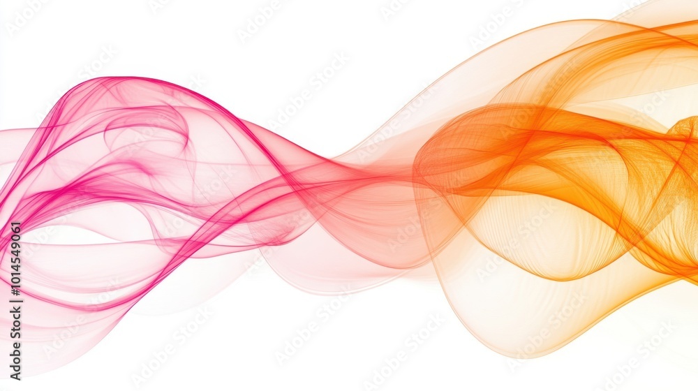 Fototapete abstract flowing lines in pastel pink and orange with a blank space in the center for text or graphi