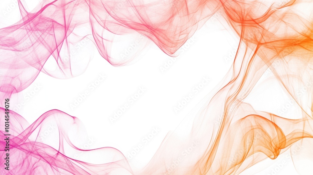 Fototapete abstract flowing lines in pastel pink and orange with a blank space in the center for text or graphi