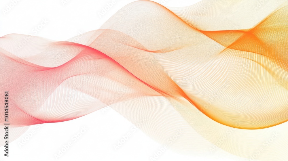 Fototapete abstract flowing lines in pastel pink and orange with a blank space in the center for text or graphi