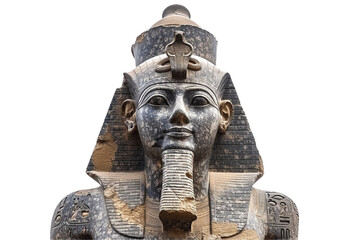 Ancient Egyptian Pharaoh Statue in Black Stone with Detailed Features