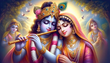 Radha and Krishna close together 