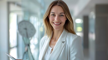 Obraz premium Confident and Happy Young Saleswoman: Ready to Make an Impact in Sales and Marketing