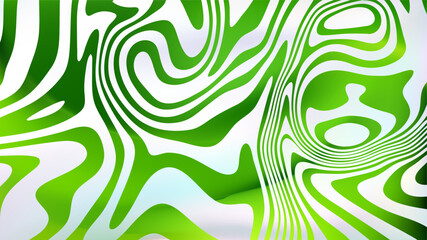 Abstract white green fluid swirl bg. Liquid line surface.