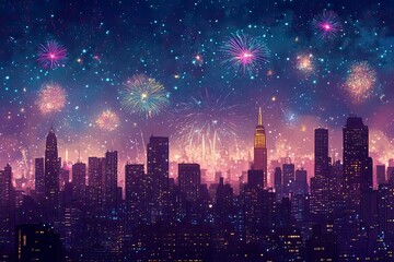 Obraz premium night sky with fireworks , new years background. with generative ai
