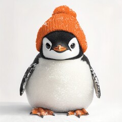 Penguin wear orange hat