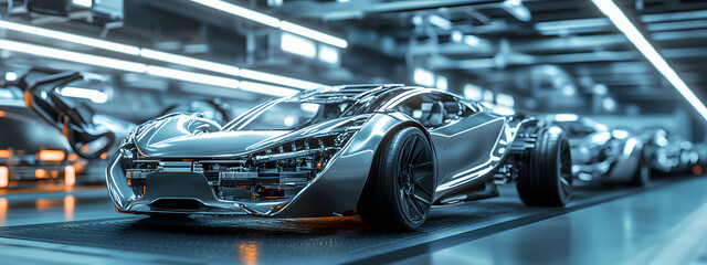 Obraz premium Futuristic Car Production Line