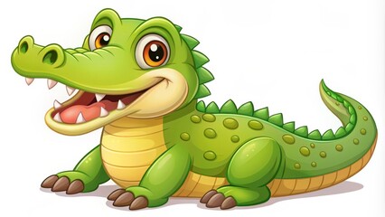 Naklejka premium Endearing cartoon crocodile ideal for kids' illustrations, showcasing bright colors and a whimsical style, perfect for