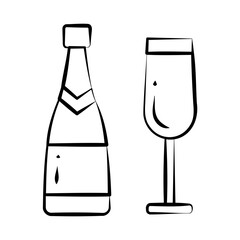 champagne bottle and glass