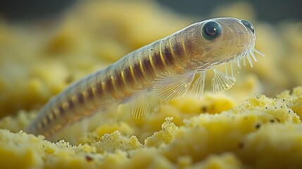 Naklejka premium Close-Up of Rotifer Swimming in Soft Yellow Environment
