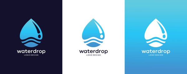 water drops vector logo design, with creative gradient color