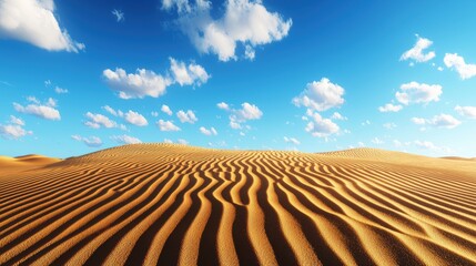 Naklejka premium Panoramic View of a Desert Landscape with Clouds