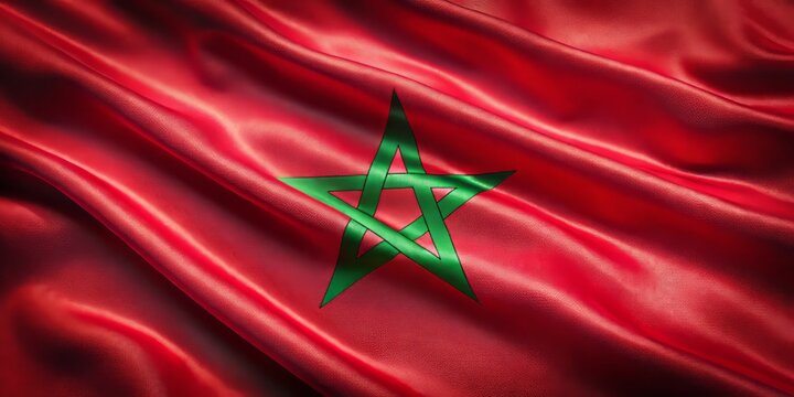 Experience the vivid colors of Morocco's flag with a beautiful fabric texture backdrop, ideal for enhancing design