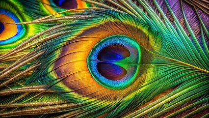 Obraz premium Exquisite peacock feather artwork showcasing intricate detailing and enchanting eye patterns, ideal for elevating