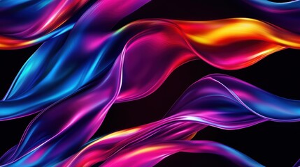 Obraz premium Multicolored Iridescent Waves on Dark Background