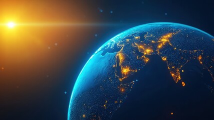 Fototapeta premium Bright Energy Waves Visualizing Earth Rotation