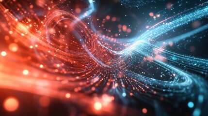 Obraz premium Abstract Red and Blue Light Trails with Bokeh