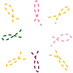 Colorful abstracts dotted lines on white background.