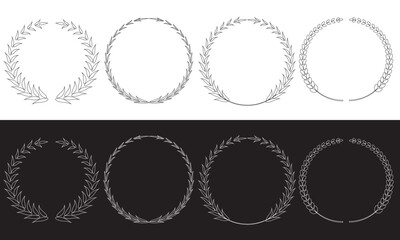 Laurel wreath silhouette vector collection. Roman wreath best movie nomination. Film festival award border. EPS 10