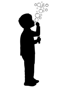 recommend clip art: Silhouette of Boy Playing Soap Bubbles