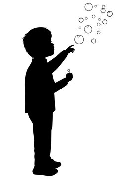 recommend clip art: Silhouette of Boy Playing Soap Bubbles