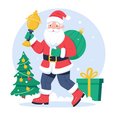 Character based flat illustration of christmas santa with gifts 