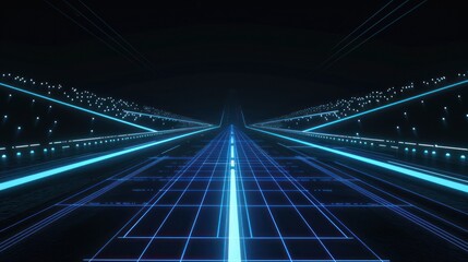 Cyberpunk Neon Road: A Digital Highway Through the Night